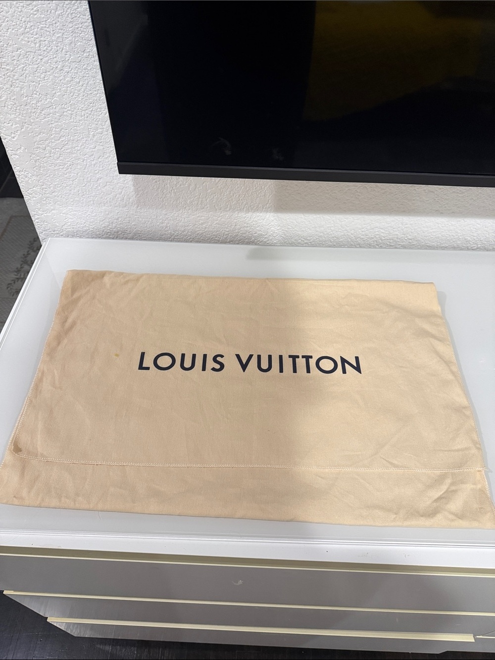 Louis Vuitton Tan Dust Pouch with Black Logo